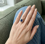 D'Joy - Masoala Blue Sapphire (FF) & Natural Zircon Halo Ring in 18K Vermeil Yellow Gold Plated Sterling Silver 1.50 Ct._7442340_3