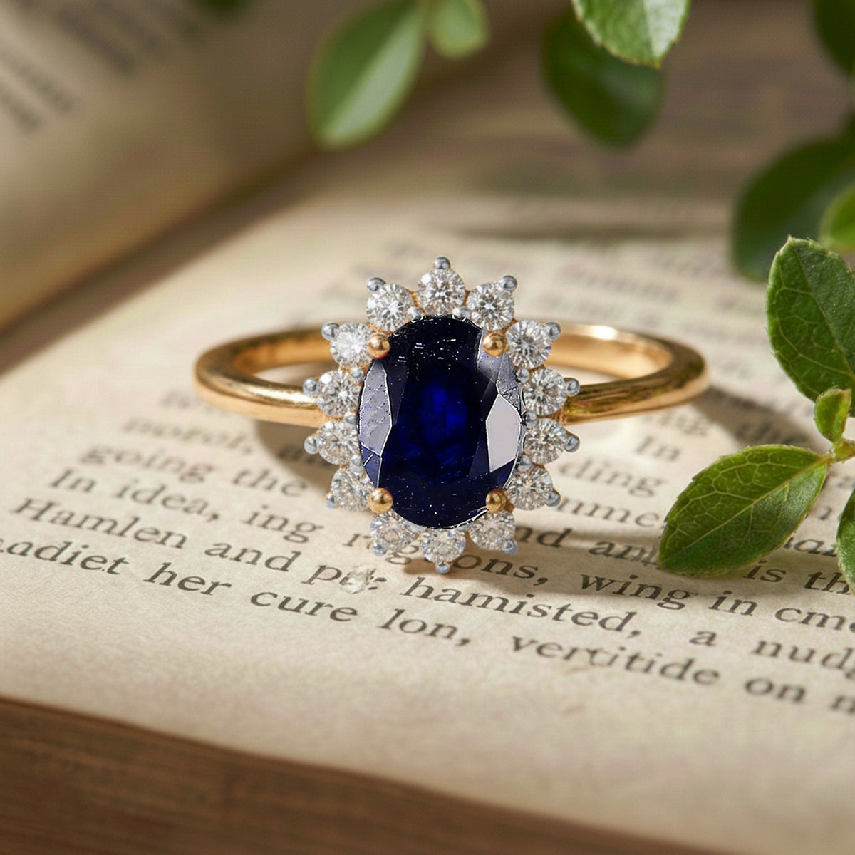 Princess Diana Inspired Masoala Sapphire (FF) September Birthstone Halo Ring in Sterling Silver with 18K Vermeil Yellow Gold 7442340 5