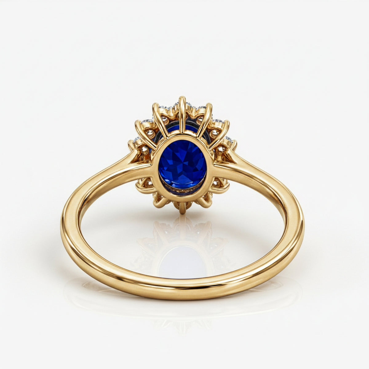 Princess Diana Inspired Masoala Sapphire (FF) September Birthstone Halo Ring in Sterling Silver with 18K Vermeil Yellow Gold 7442340 8