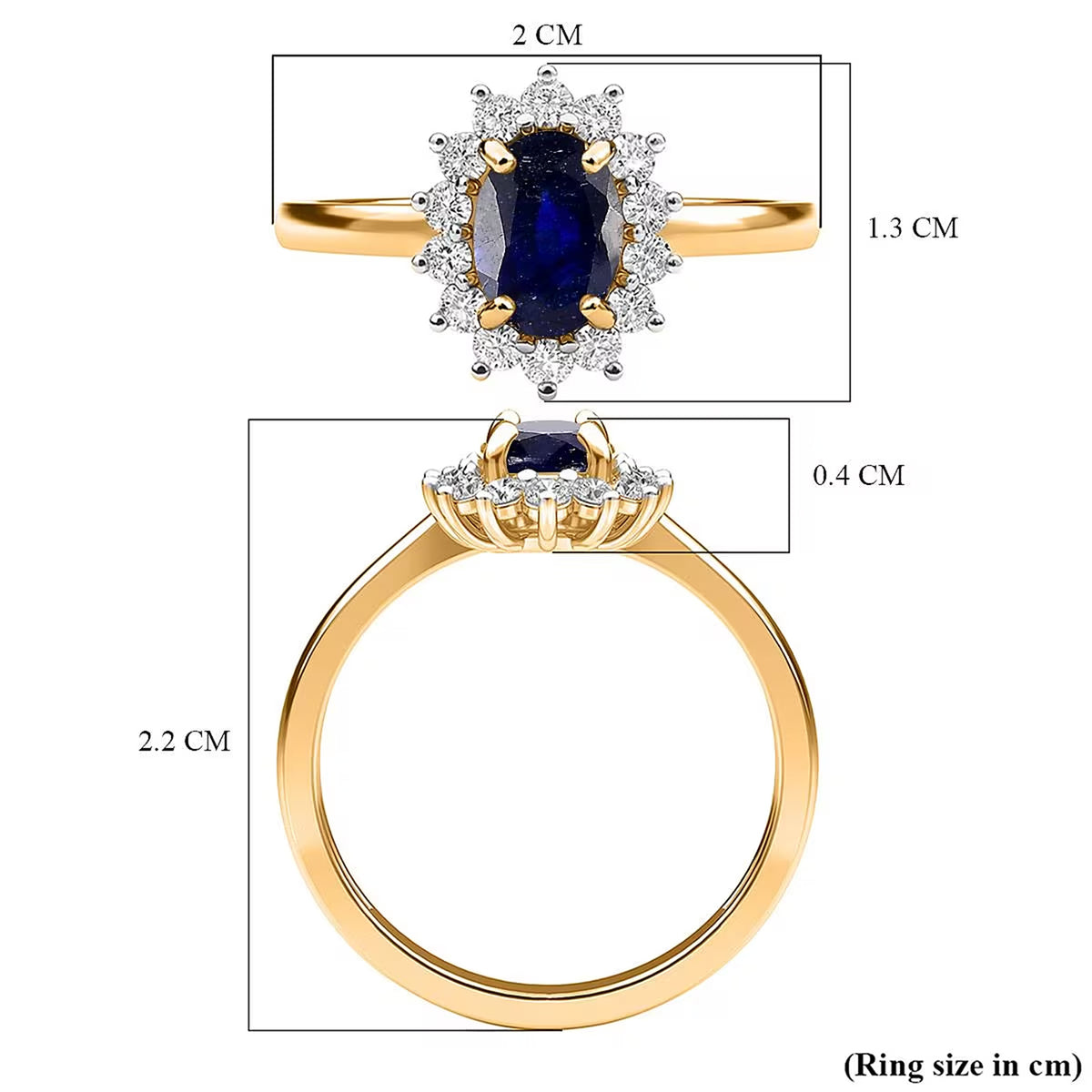 Princess Diana Inspired Masoala Sapphire (FF) September Birthstone Halo Ring in Sterling Silver with 18K Vermeil Yellow Gold 7442340 10