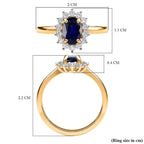 D'Joy - Masoala Blue Sapphire (FF) & Natural Zircon Halo Ring in 18K Vermeil Yellow Gold Plated Sterling Silver 1.50 Ct._7442340_9