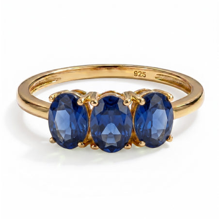Masoala Sapphire Trilogy Ring in 18K Vermeil Yellow Gold Over Sterling Silver 7442408 1