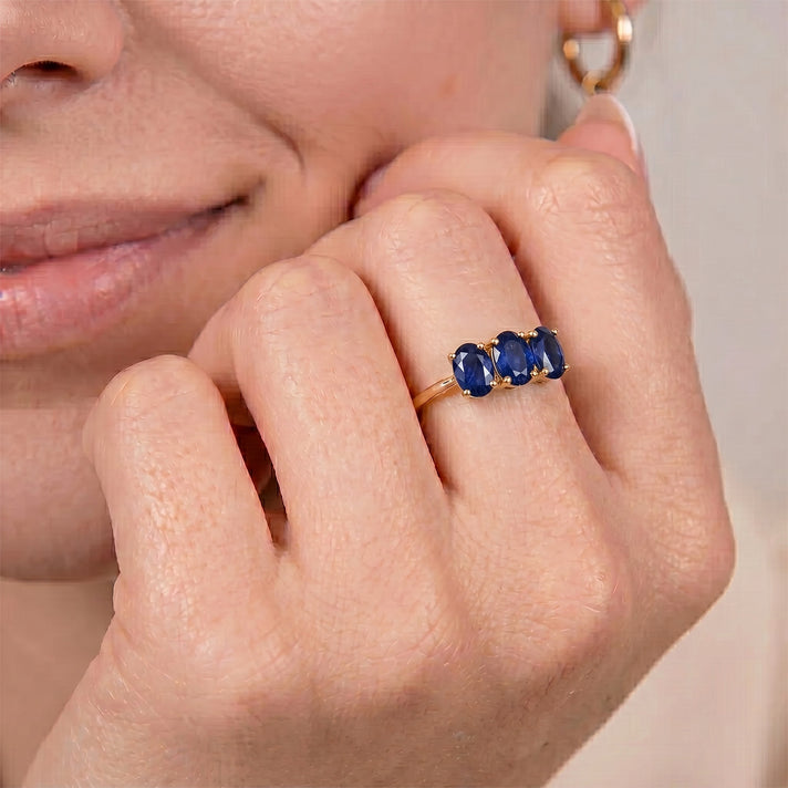 Masoala Sapphire Trilogy Ring in 18K Vermeil Yellow Gold Over Sterling Silver 7442408 2