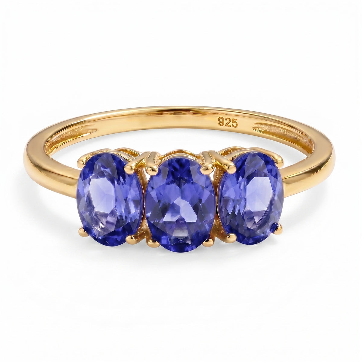 Tanzanite Trilogy Ring in 18K Vermeil Yellow Gold Over Sterling Silver 7442508 0