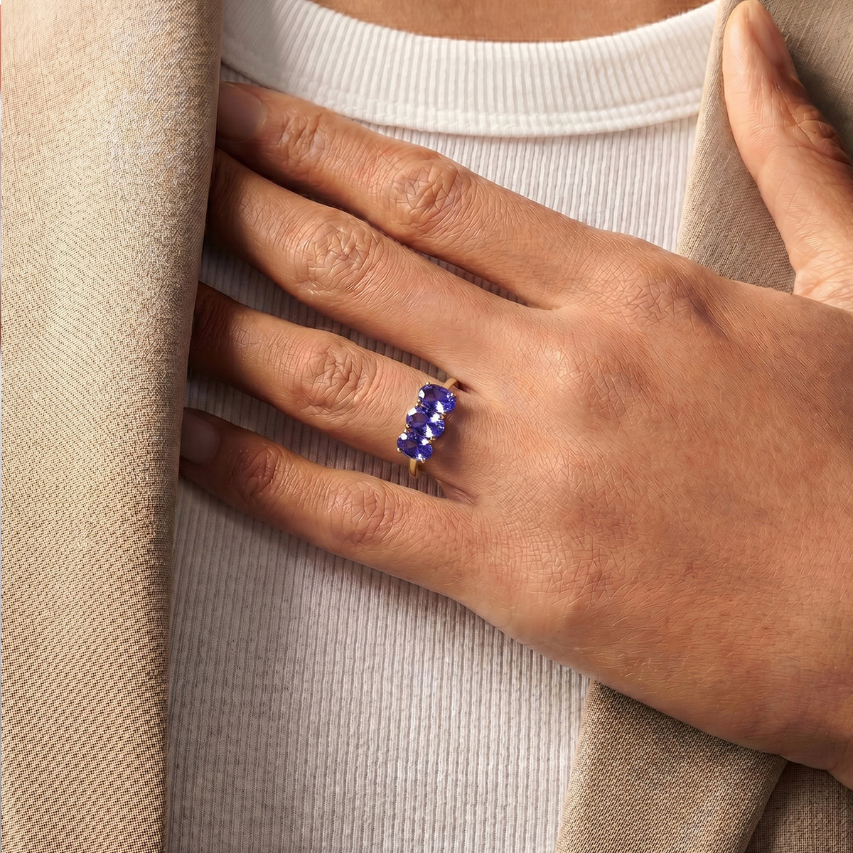 Tanzanite Trilogy Ring in 18K Vermeil Yellow Gold Over Sterling Silver 7442508 5