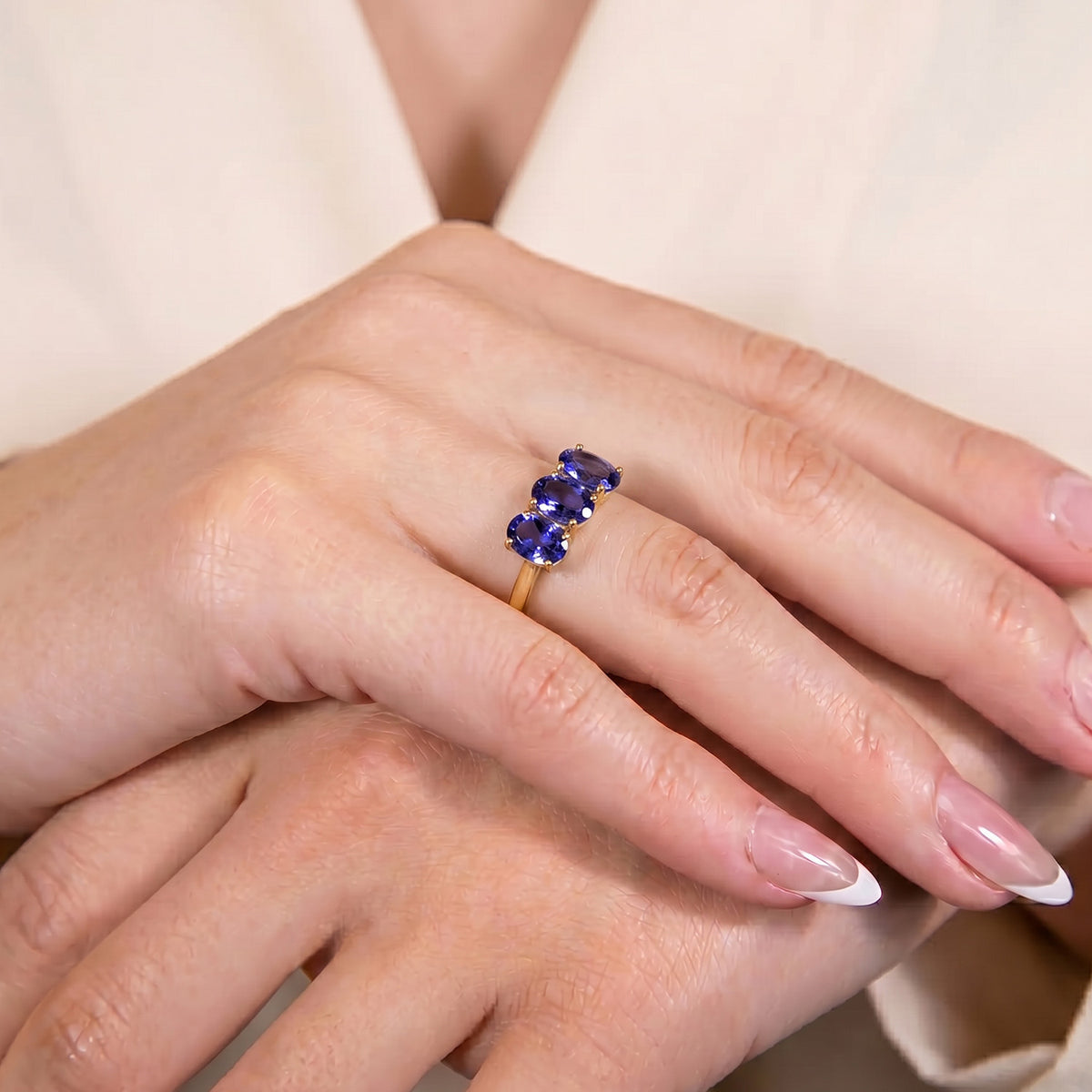 Tanzanite Trilogy Ring in 18K Vermeil Yellow Gold Over Sterling Silver 7442508 7