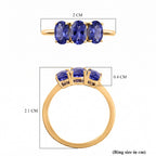 D'Joy -Tanzanite Trilogy Ring in 18K Vermeil Yellow Gold Plated Sterling Silver 1.33 Ct._7442508_7