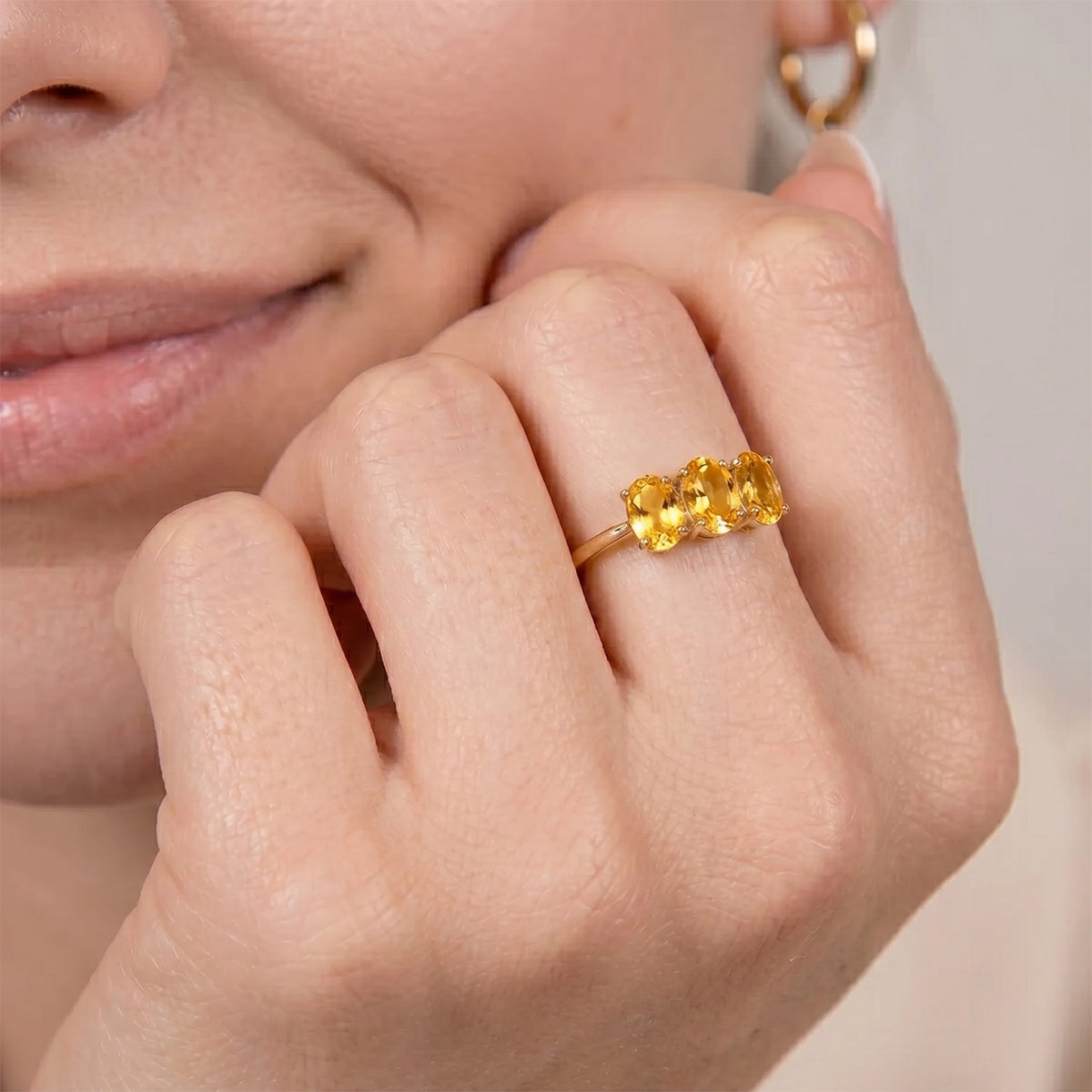 Citrine Trilogy Ring in 18K Vermeil Yellow Gold Over Sterling Silver 7442555 3