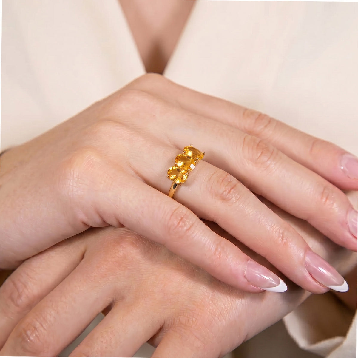 Citrine Trilogy Ring in 18K Vermeil Yellow Gold Over Sterling Silver 7442555 6