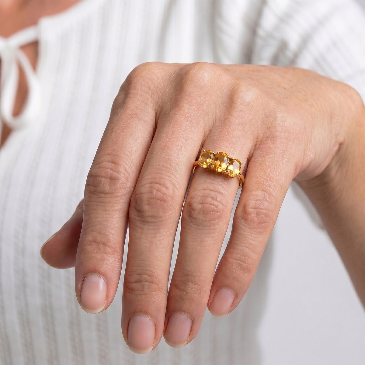 Citrine Trilogy Ring in 18K Vermeil Yellow Gold Over Sterling Silver 7442555 7
