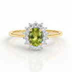 D'Joy - Hebei Peridot & Natural Zircon Halo Ring in 18K Vermeil Yellow Gold Plated Sterling Silver 1.20 Ct._7442598