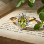 D'Joy - Hebei Peridot & Natural Zircon Halo Ring in 18K Vermeil Yellow Gold Plated Sterling Silver 1.20 Ct._7442598_4