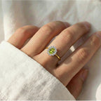 D'Joy - Hebei Peridot & Natural Zircon Halo Ring in 18K Vermeil Yellow Gold Plated Sterling Silver 1.20 Ct._7442598_5
