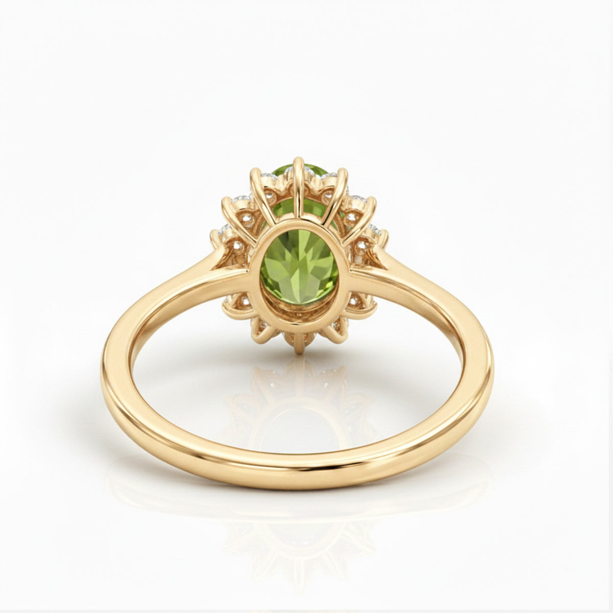 Princess Diana Inspired Hebei Peridot August Birthstone Halo Ring in Sterling Silver with 18K Vermeil Yellow Gold 7442598 8