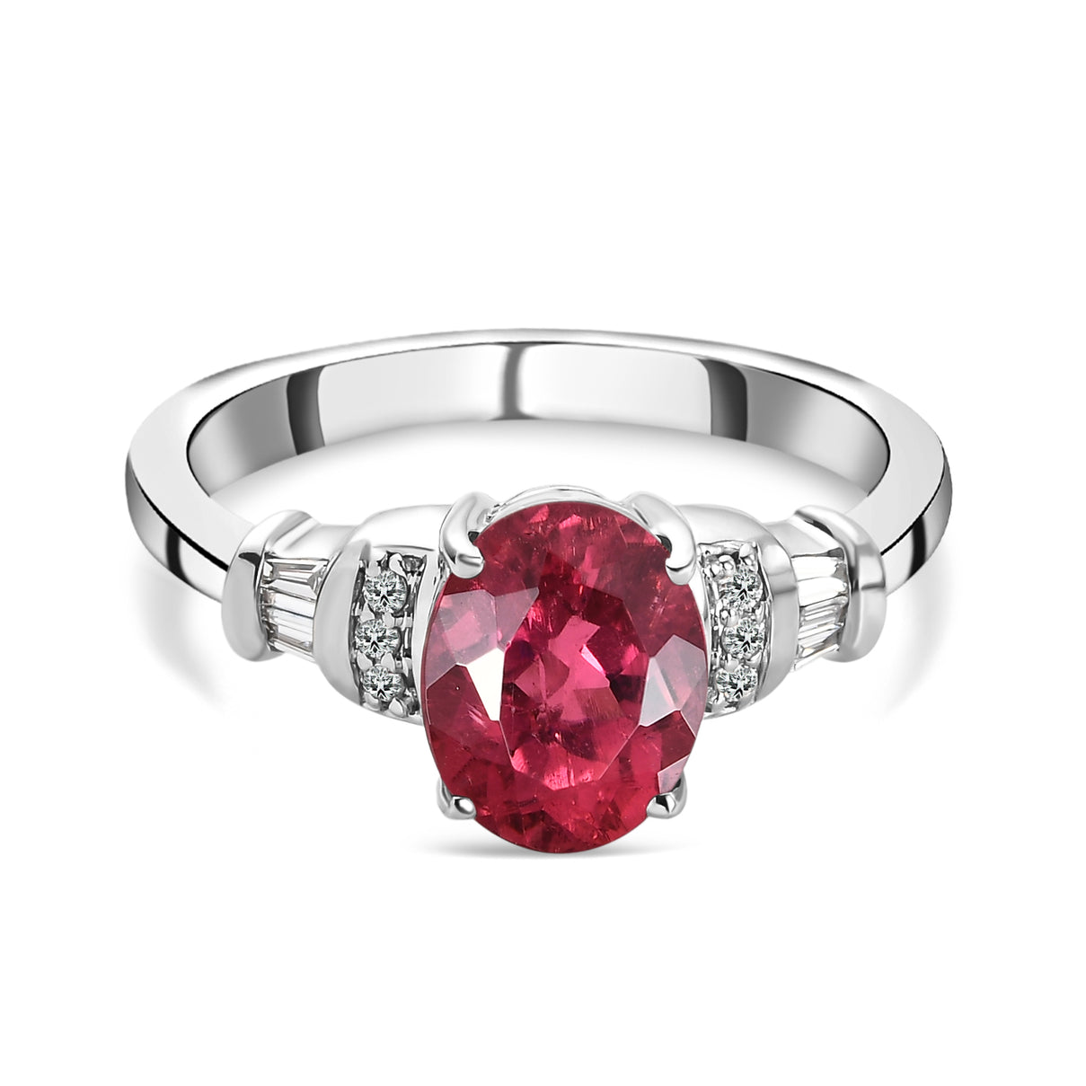 RHAPSODY 950 Platinum AAAA Rubellite Solitaire Ring with VS EF Diamond 2.05 Carat 7454784 0