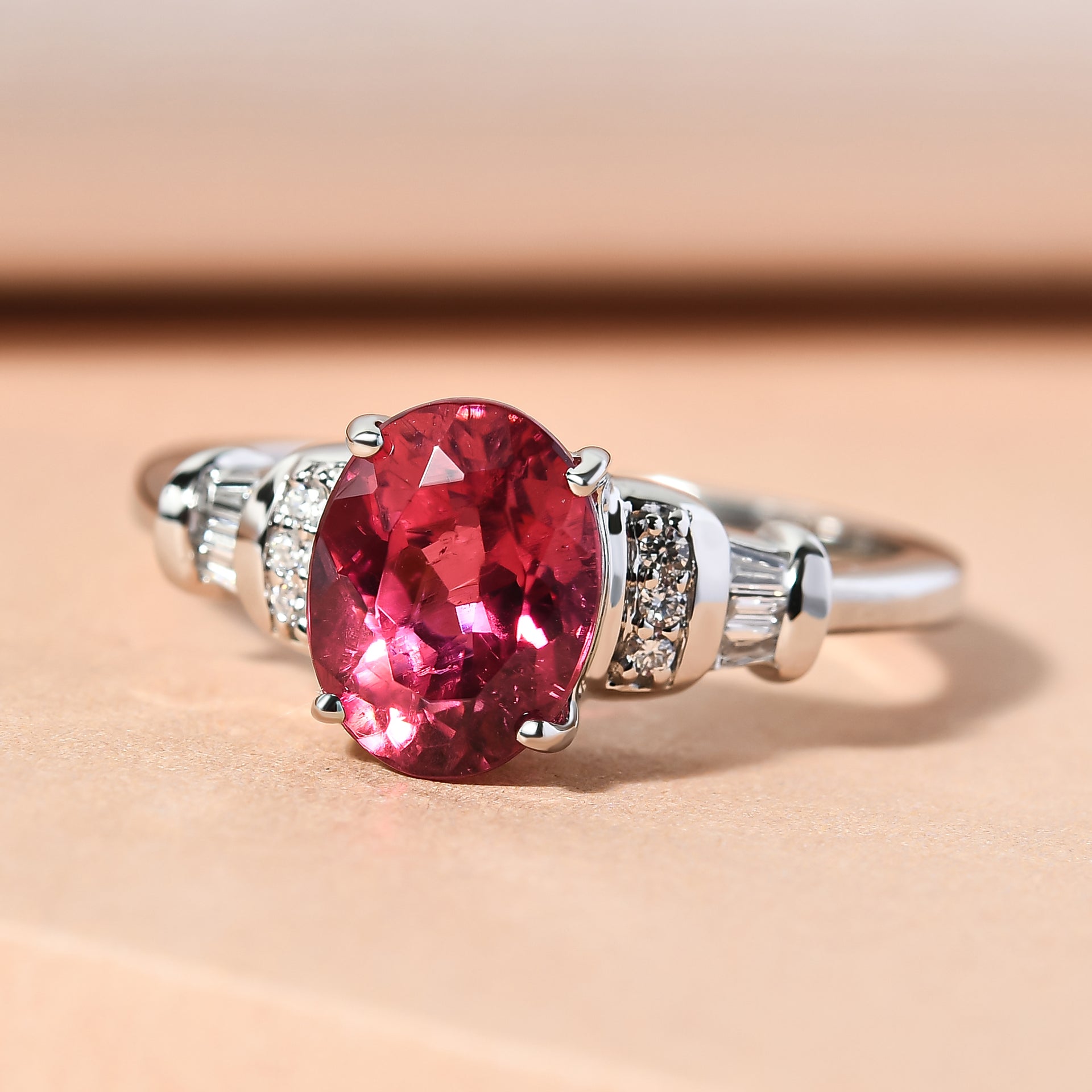 RHAPSODY 950 Platinum AAAA Rubellite Solitaire Ring with VS EF Diamond 2.05 Carat 7454784 2