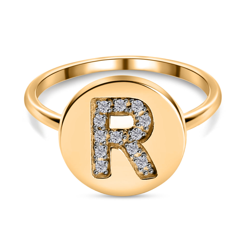 White Diamond Initial-R Ring in 14K Gold Overlay Sterling Silver_7455797
