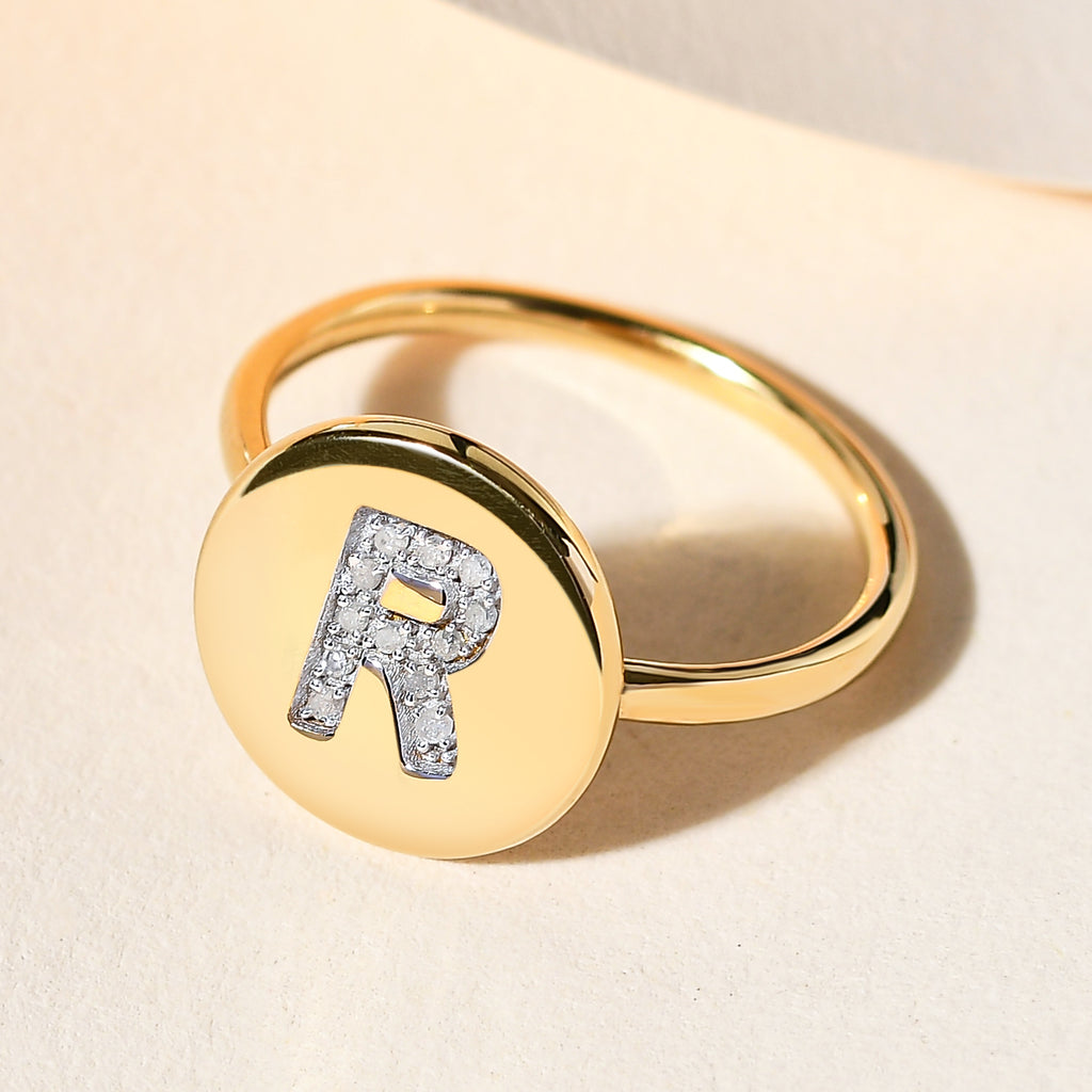 White Diamond Initial-R Ring in 14K Gold Overlay Sterling Silver_7455797_1