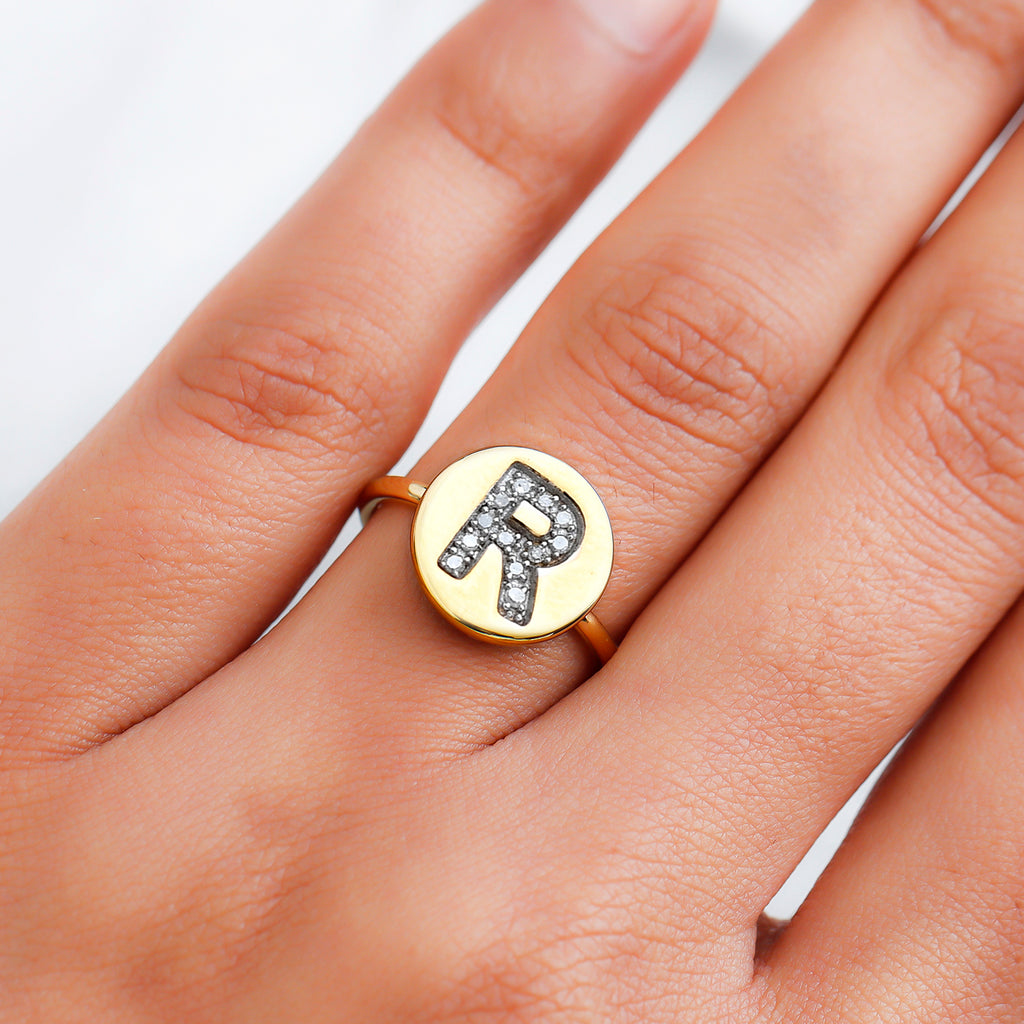 White Diamond Initial-R Ring in 14K Gold Overlay Sterling Silver_7455797_2