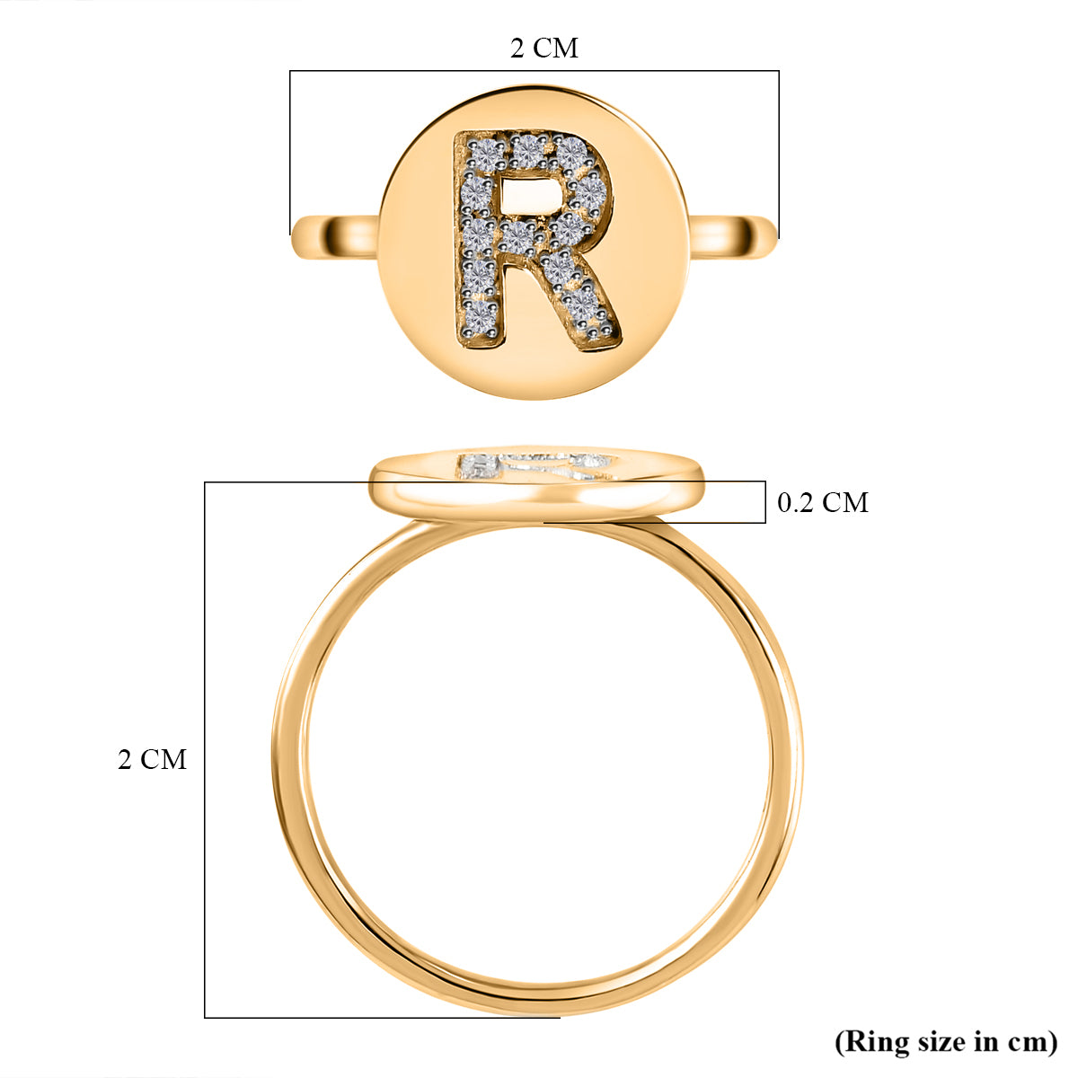 Initial-K White Diamond Ring in Rose Gold Plated Sterling Silver 7455797 6