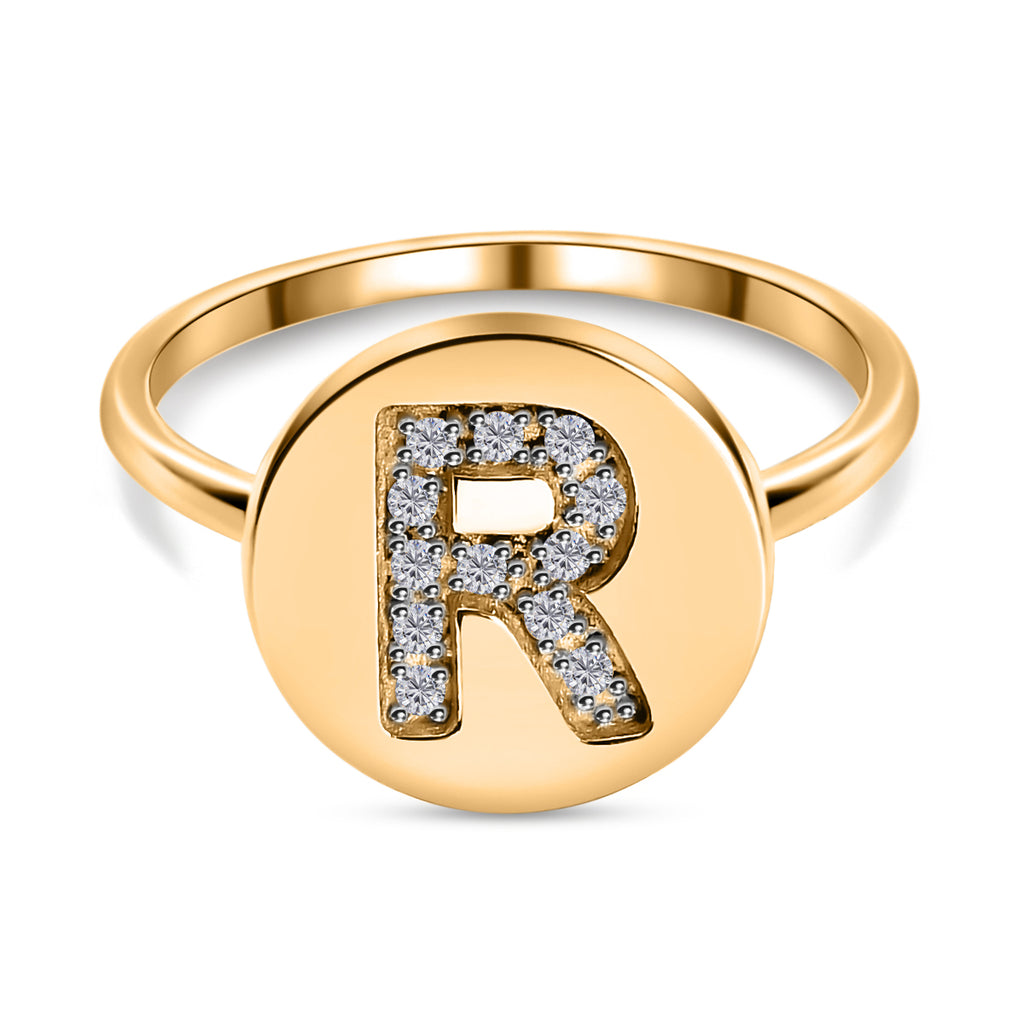 White Diamond Initial-R Ring in 14K Gold Overlay Sterling Silver_7455798