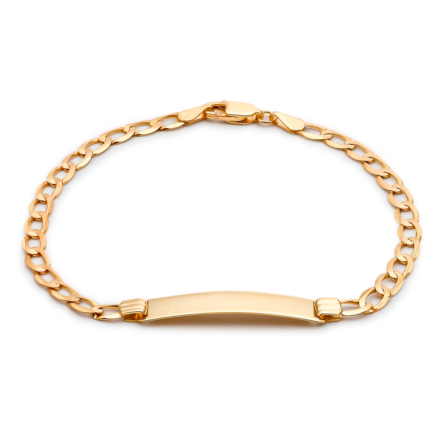 9K Yellow Gold 25mm x 5.5mm Flat 100 Curb ID Bracelet 7 Inch 7457160 0
