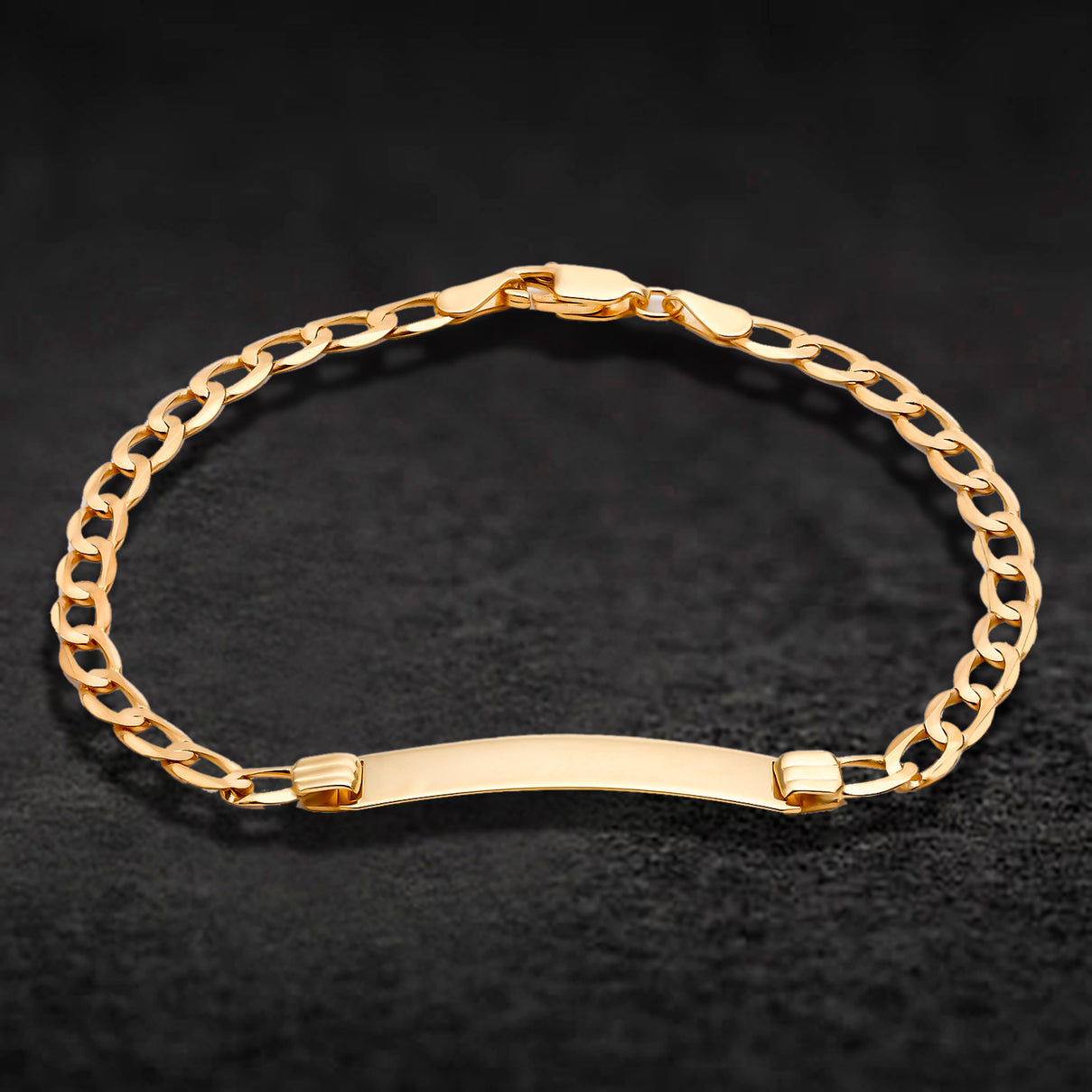 9K Yellow Gold 25mm x 5.5mm Flat 100 Curb ID Bracelet 7 Inch 7457160 1