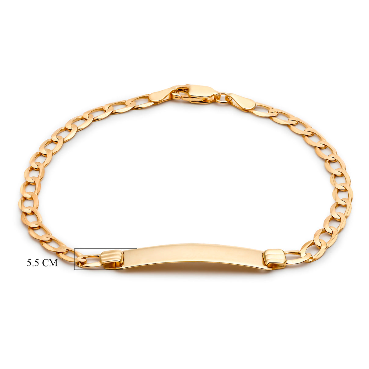 9K Yellow Gold 25mm x 5.5mm Flat 100 Curb ID Bracelet 7 Inch 7457160 2