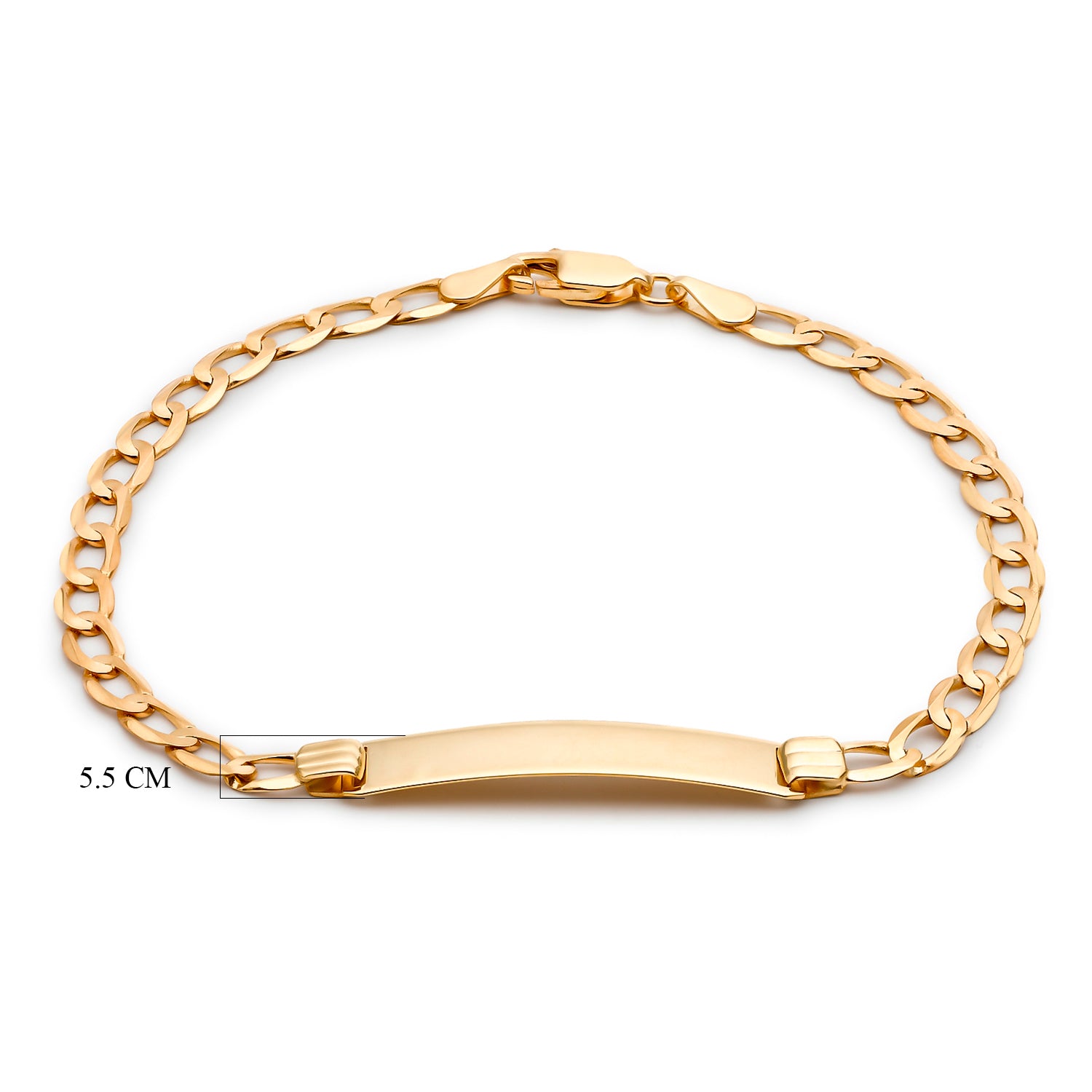 9K Yellow Gold 25mm x 5.5mm Flat 100 Curb ID Bracelet 7 Inch 7457160 2
