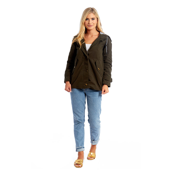 Betty Kay - Ladies Stripe Lined Cotton Jacket (Size 10) - Khaki 7479943 1