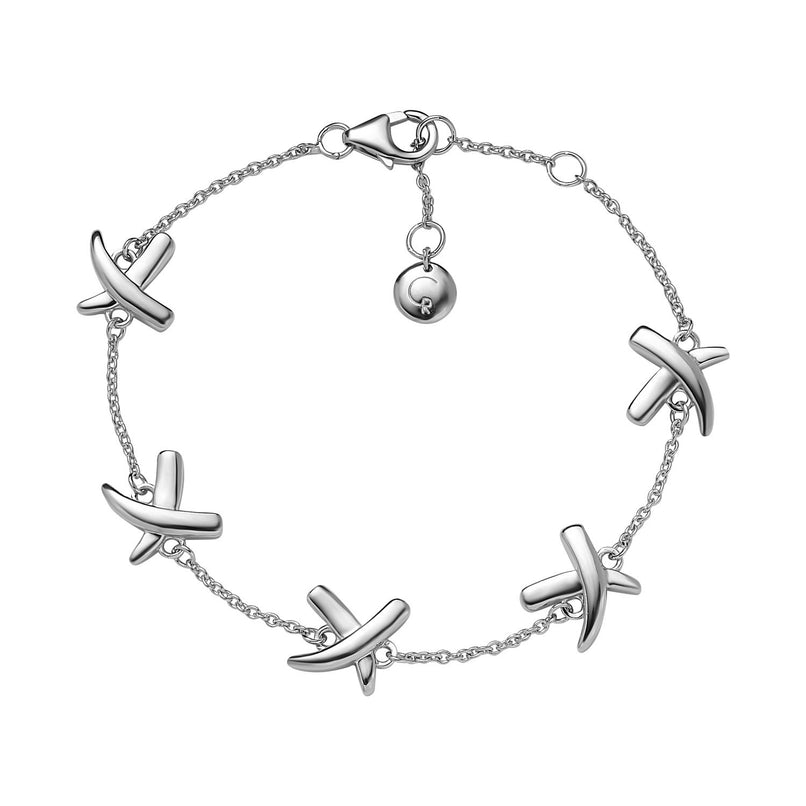 Designer Inspired Close Out Deal  Rhodium Overlay Sterling Silver Station Crisscross Bracelet (Size - 7/7.5/8)_7480485