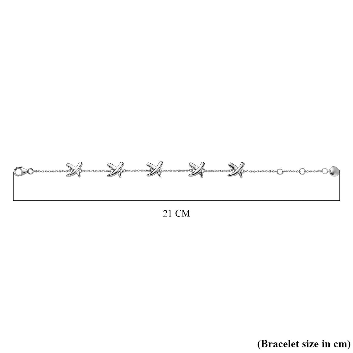 Designer Inspired Close Out Deal Rhodium Overlay Sterling Silver Station Crisscross Bracelet (Size - 7-7.5-8) 7480485 5