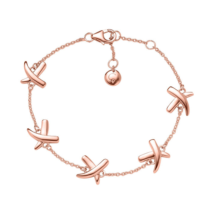 Designer Inspired Close Out Deal- 18K Vermeil Yellow Gold Plated Sterling Silver Station Crisscross Bracelet (Size - 7-7.5-8) 7480486 1