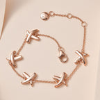 Designer Inspired Close Out Deal- 18K Vermeil Rose Gold Plated Sterling Silver Station Crisscross Bracelet (Size - 7/7.5/8)_7480486_1