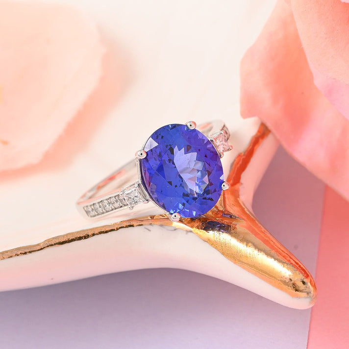 Certified &amp; Appraised RHAPSODY 950 Platinum AAAA Tanzanite White Diamond VS Ring 4.35 ct, Platinum Wt. 5.01 Gms 7480790 2