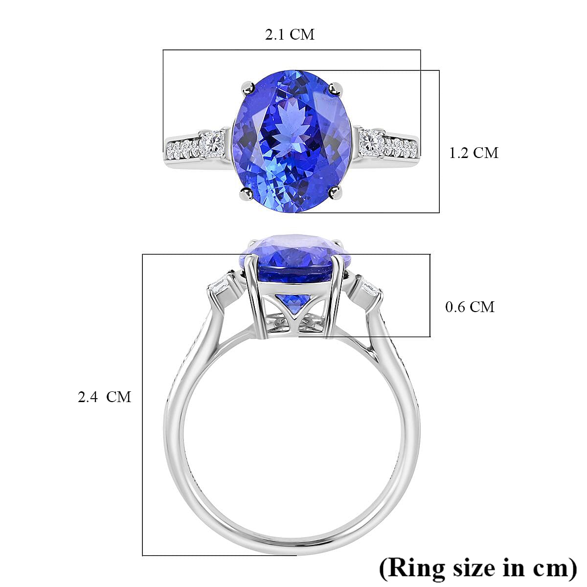 Certified &amp; Appraised RHAPSODY AAAA Tanzanite and White Diamond VS Ring 4.35 ct in 950 Platinum, Platinum Wt. 5.01 Gms 7480790 6