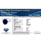 950 Platinum  AAAA  Tanzanite   White Diamond  VS Ring 4.35 ct,  Platinum Wt. 5.01 Gms  4.350  Ct.