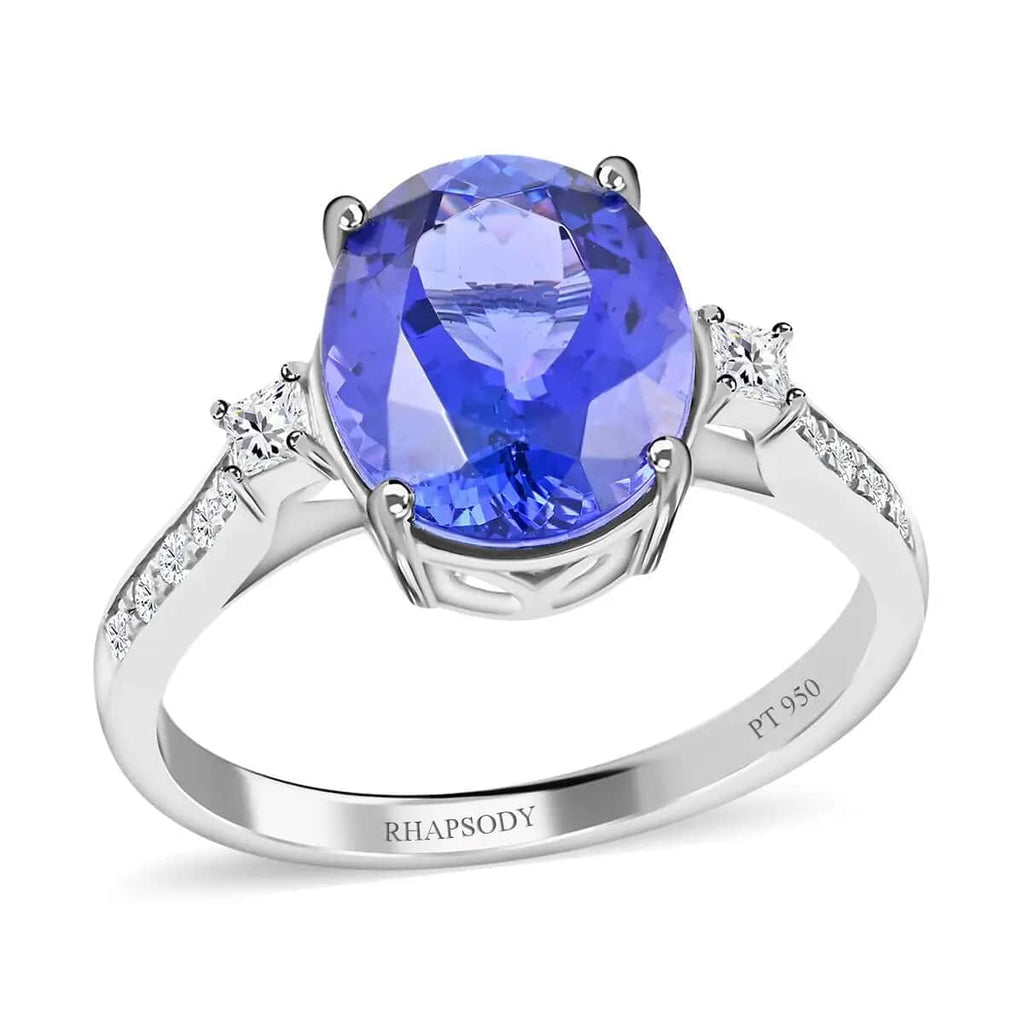 950 Platinum  AAAA  Tanzanite   White Diamond  VS Ring 4.35 ct,  Platinum Wt. 5.01 Gms  4.350  Ct._7480791