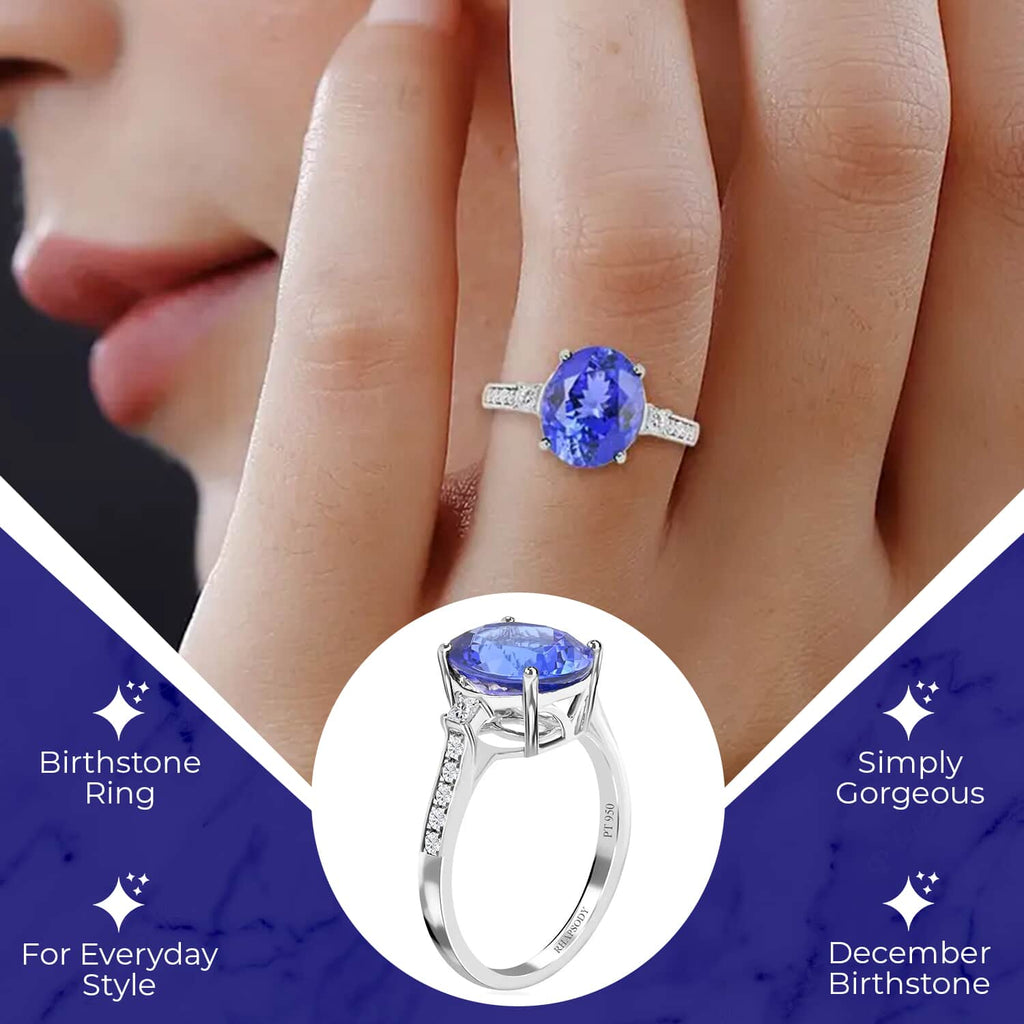 950 Platinum  AAAA  Tanzanite   White Diamond  VS Ring 4.35 ct,  Platinum Wt. 5.01 Gms  4.350  Ct._7480791_2