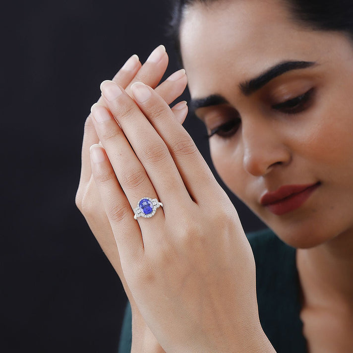 RHAPSODY 950 Platinum AGI Certified &amp; Appraised AAAA Tanzanite and Diamond (VS-E-F) Ring 5.29 Ct, Platinum Wt. 6.04 Gms 7480798 2