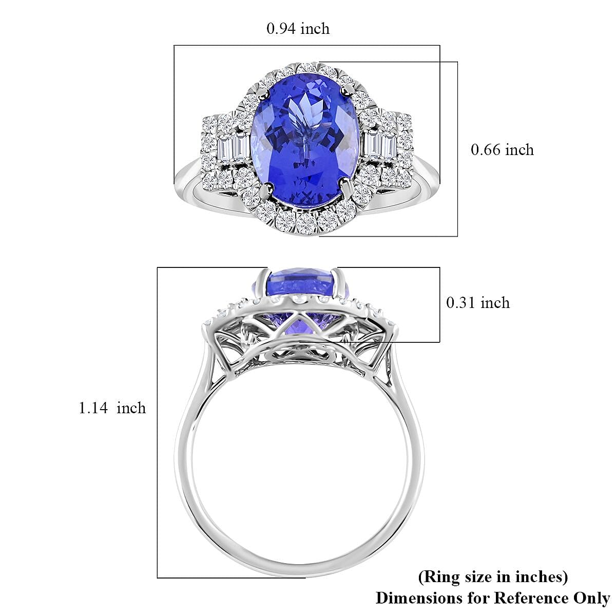 Certified &amp; Appraised RHAPSODY AAAA Tanzanite and Diamond (VS-E-F) Ring 5.29 Ct in 950 Platinum, Platinum Wt. 6.04 Gms 7480795 2