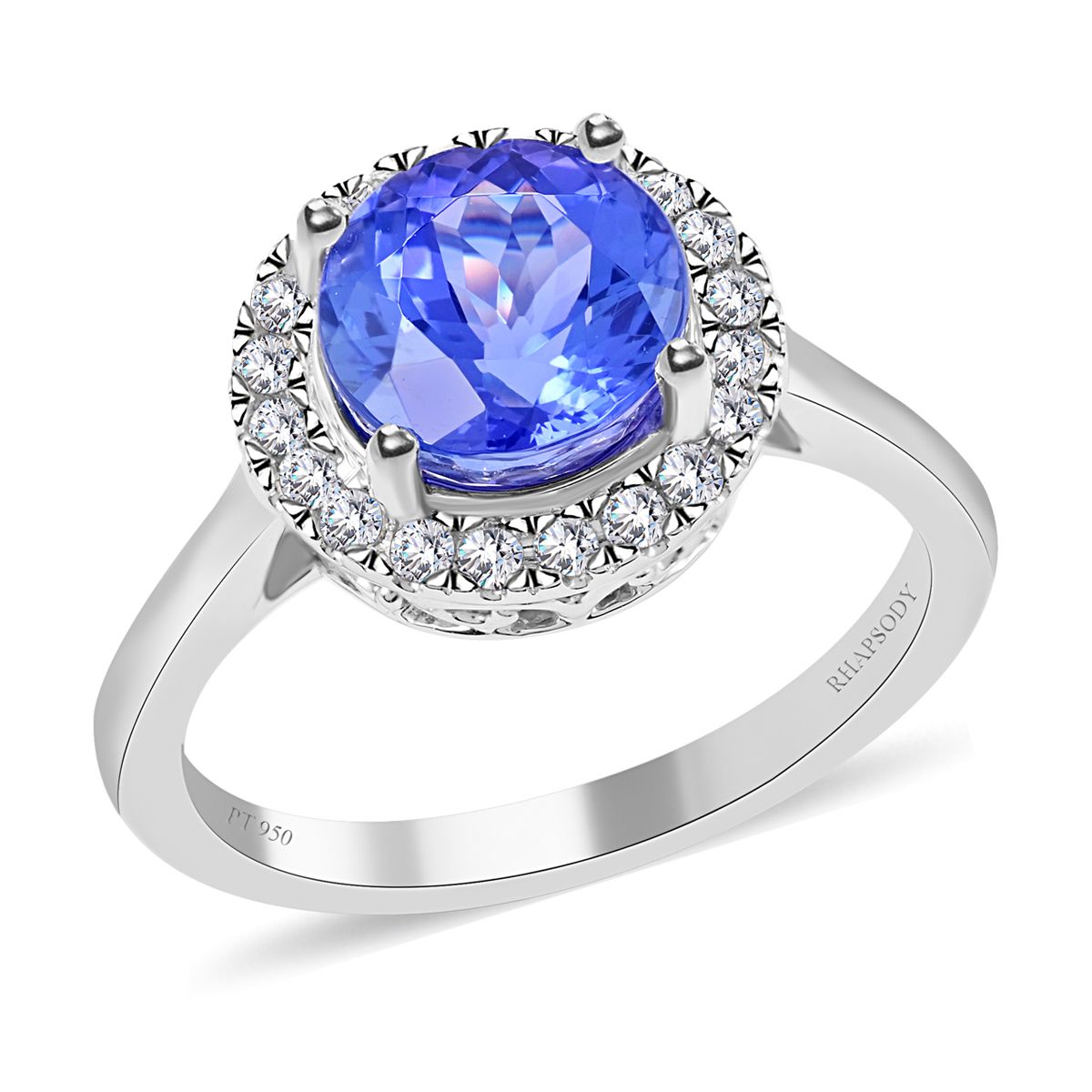 950 Platinum  AAAA  Tanzanite   White Diamond  VS Ring 2.44 ct,  Platinum Wt. 5.23 Gms  2.440  Ct. 7480808 0