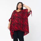 Tamsy 100% Viscose Cold Shoulder Longline Top (One Size,8-18) - Red & Black_7484967_2
