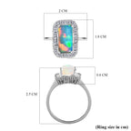 Ethiopian Opal ,  White Diamond  Main Stone With Surrounding Stone Ring in Platinum Overlay Sterling Silver  2.115  Ct._7485974_5