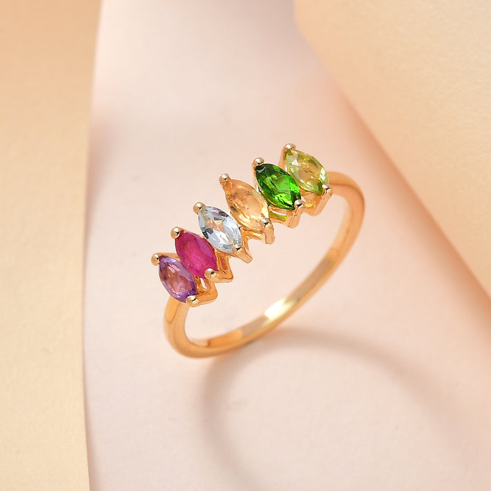 D'Joy - Multi Gemstone Ring in 18K Vermeil Yellow Gold Plated Sterling Silver 1.00 Ct. 7486102 2