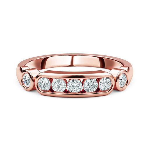 D'Joy - Moissanite 7-Stone Ring in 18K Rose Gold Vermeil Plated Sterling Silver_7486239