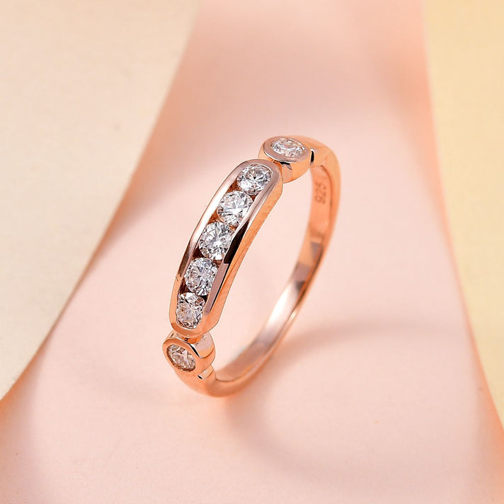 Moissanite 7-Stone Ring in Sterling Silver with 18K Vermeil Rose Gold 7486239 2