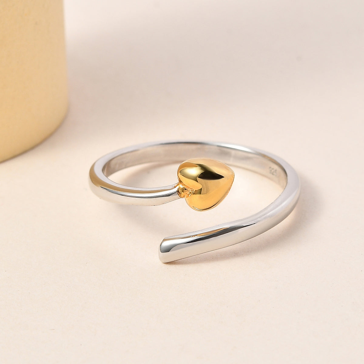 Platinum and Yellow Gold Overlay Sterling Silver Adjustable Ring V32517324 1