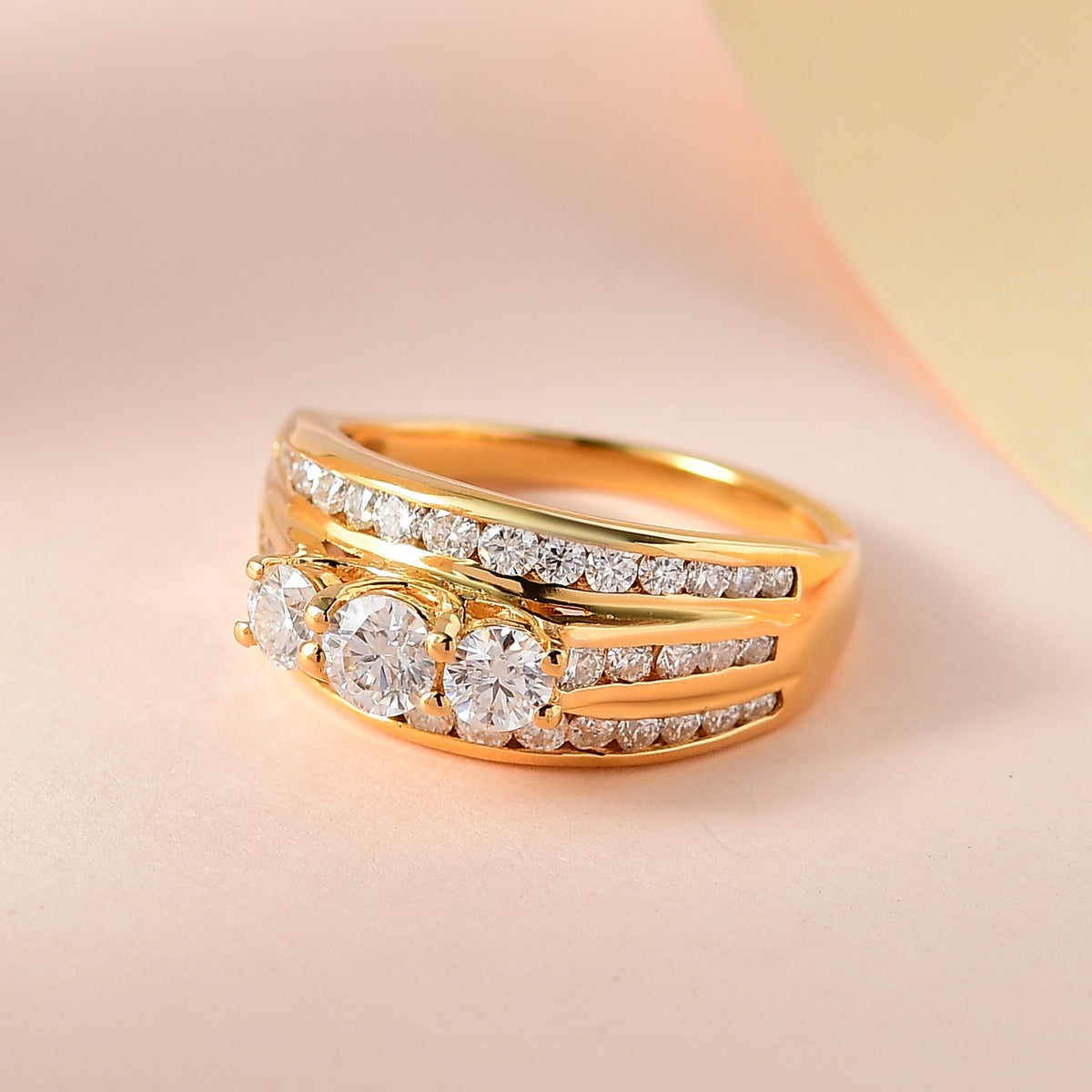 Moissanite Ring in Sterling Silver with 18K Vermeil Yellow Gold 1.25 Ct. 7486534 2