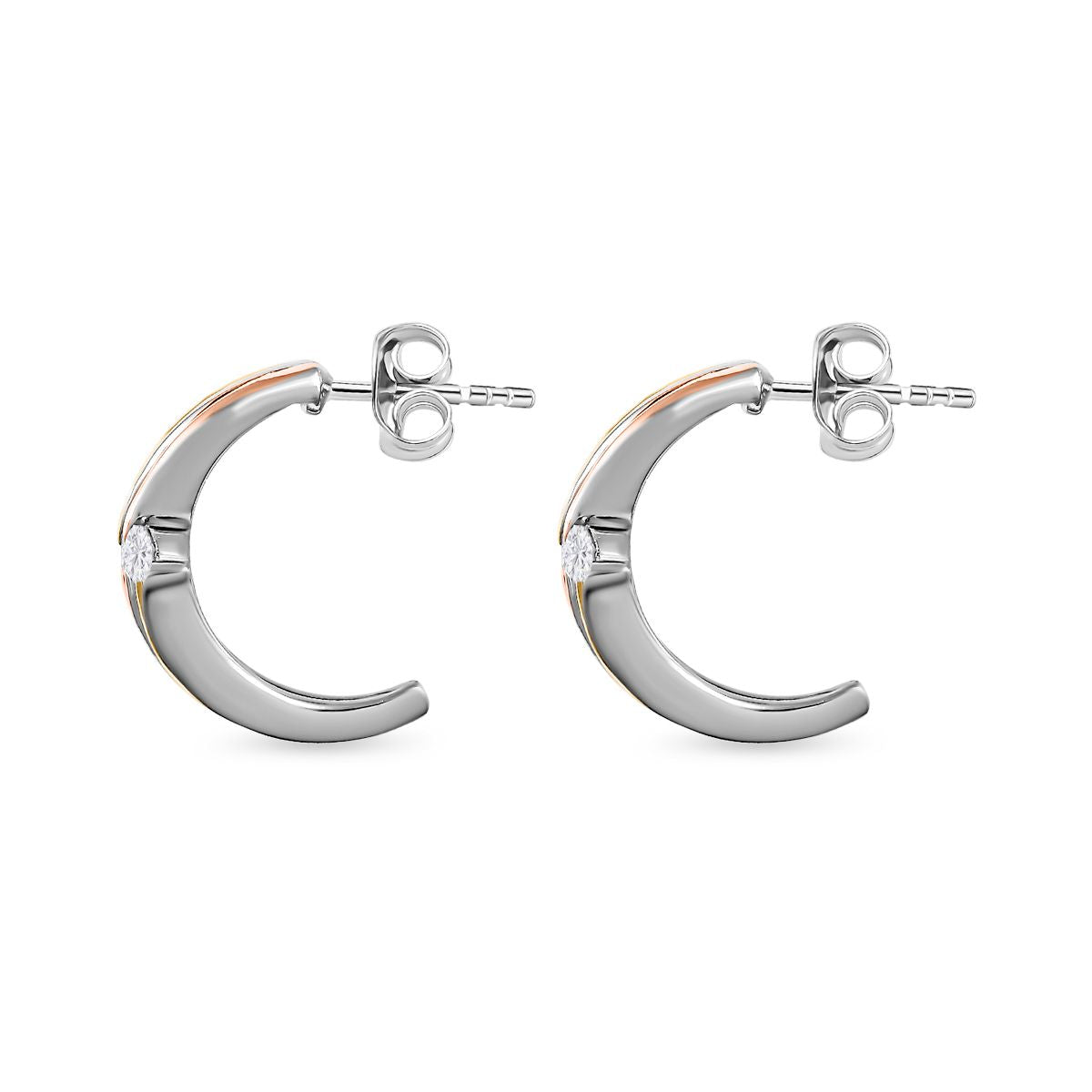 0.6 Ct. Moissanite Hoop;Trilogy earring in Platinum and Rose Gold Gold Vermeil Sterling Silver 7487580 4